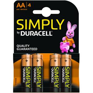 Duracell Simply AA pack of 4 Batteries