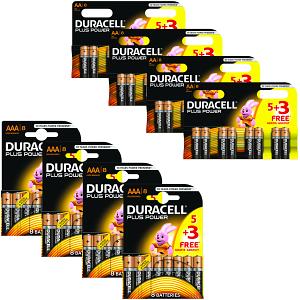 Duracell Plus Power AA ja AAA, yhteensä 64 kappaletta
