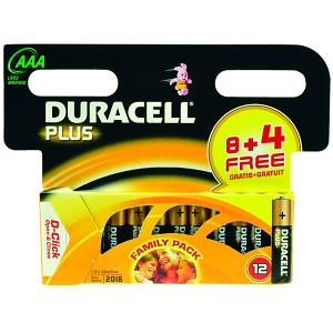 Duracell Plus AAA 8kpl + 4 kaupan päälle