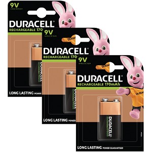 Duracell Ladattava 9V paristo x 3