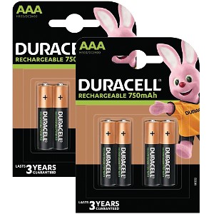 Duracell AAA 750mAh Ladattava paristo 8 kpl