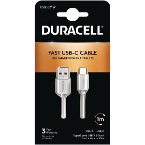 Duracell 1m USB-A ja USB-C kaapeli