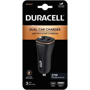 Duracell USB-A + USB-C autolaturi autoon.