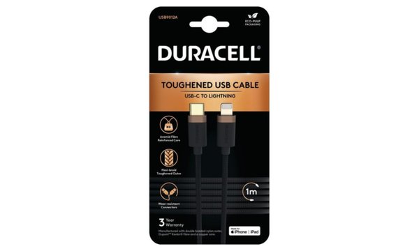 Duracell 1m USB-C ja Lightning-kaapeli