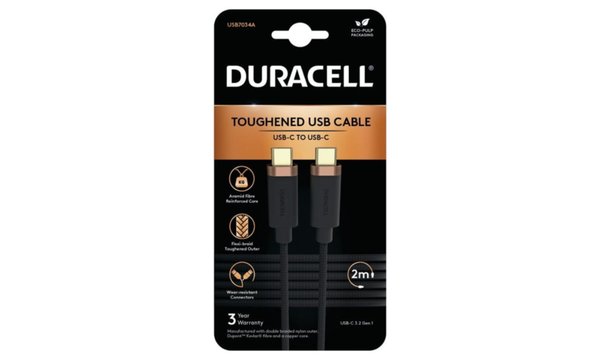 Duracell 2m nopea USB-C-USB-C-kaapeli USB-C:hen